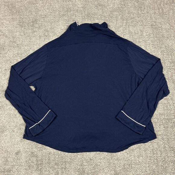 Cozy Earth Pajama Top Womens XXL Navy Blue Long Sleeve Stretch Bamboo Shirt - Picture 3 of 5